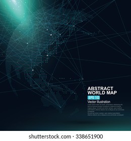 Three-dimensional abstract planet, Dot world map consisting of, representing the global, 
Global network connection,international meaning.