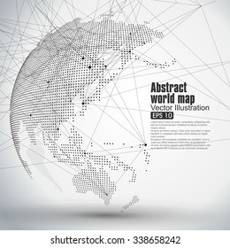 Three-dimensional abstract planet, Dot world map consisting of, representing the global, 
Global network connection,international meaning.