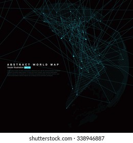 Three-dimensional abstract planet, Dot world map consisting of, representing the global, 
Global network connection,international meaning.