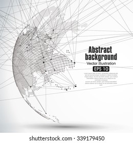 Three-dimensional abstract planet, Dot world map consisting of, representing the global, 
Global network connection,international meaning.