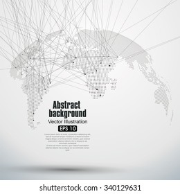 Three-dimensional abstract planet, Dot world map consisting of, representing the global, 
Global network connection,international meaning.