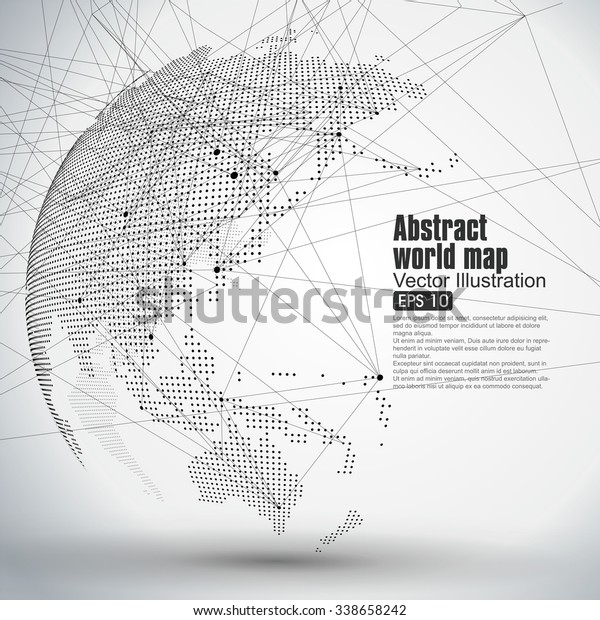 3次元の抽象的惑星 グローバルを表すドットワールドマップ グローバルネットワーク接続 国際的な意味 のベクター画像素材 ロイヤリティフリー