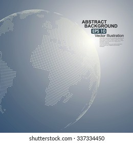 Three-dimensional abstract planet, dots, representing the global, international meaning.