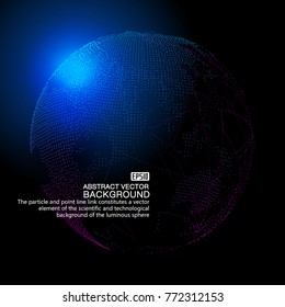 Three-dimensional abstract planet, dots, representing the global, international meaning.