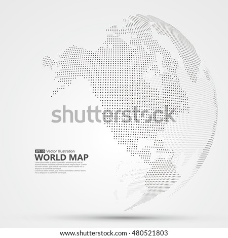 Three-dimensional abstract planet, dots, representing the global, international meaning.