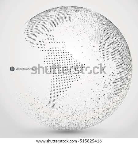 Three-dimensional abstract planet, dots, representing the global, international meaning.
