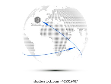 Three-dimensional abstract planet,Surrounded by the blue arrow