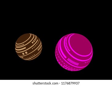 three-dimensional balls with a geometric pattern isolated on a black background