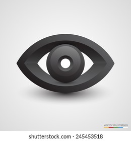 Three-dimensional black eye on white background. Vector illustration