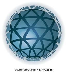 three-dimensional blue ball, grid design 