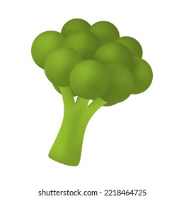 Three-dimensional broccoli icon. Green vegetable, fresh vegetarian ingredient 3D vector illustration on white background. Vegetables, healthy food, diet, grocery shopping concept