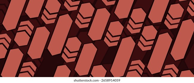 Hexágono marrón tridimensional. Ilustración vectorial