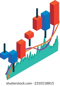 Ilustración de gráfico de candlestick tridimensional