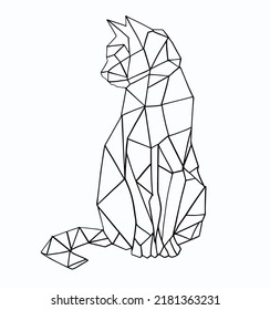 Three-dimensional cat silhouette from geometric shapes.Design suitable for t shirt and poster.