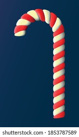 Three-dimensional Christmas stick, candy cane.