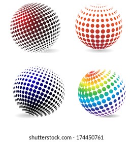 Three-dimensional color halftone circles with a shadow .
