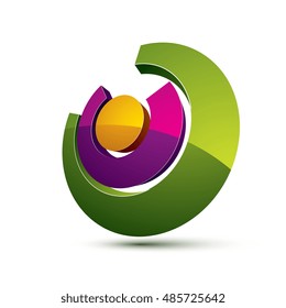Three-dimensional colorful graphical interface icon isolated on white, teamwork idea vector design element. Abstract web special symbol.