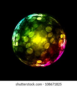 Three-dimensional colorful sphere design aka bubble soap on black. Vector illustration