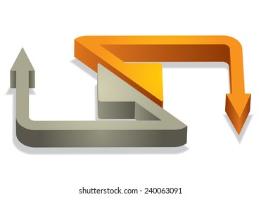 Three-dimensional colro Arrow Signs, isolated abstract illustration 