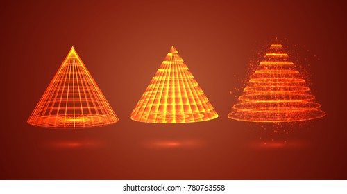 a three-dimensional cone of luminous lines. abstract vector set