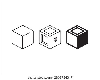Threedimensional cubes with different shading and line art styles