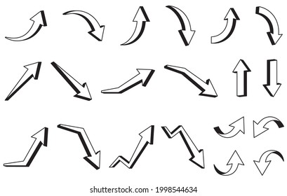 Three-dimensional cute up and down arrows