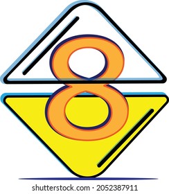 three-dimensional design of a number that is commonly used, with a mix of colors in the numbering.