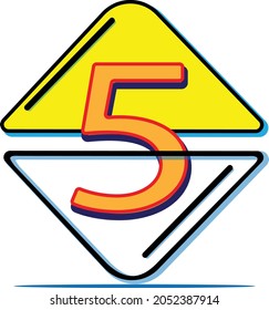 three-dimensional design of a number  that is commonly used, with a mix of colors in the numbering.