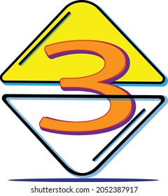 three-dimensional design of a number that is commonly used, with a mix of colors in the numbering.