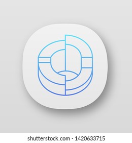 Three-dimensional diagram app icon. 3-space ring. Comparisons among discrete categories. Statistics data visualization. UI/UX user interface. Web or mobile applications. Vector isolated illustrations