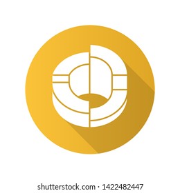 Three-dimensional diagram flat design long shadow glyph icon. 3-space ring. Symbolic representation of information. Computer science. Statistics data visualization. Vector silhouette illustration