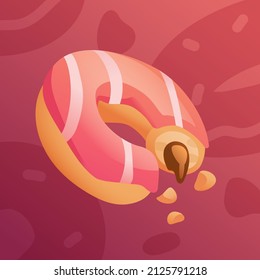 Ein dreidimensionales Donut-Symbol auf dem Hintergrund. Ideal für die Gestaltung von Websites, Menüs, Visitenkarten, Bannern, Poster, Cover, Flyer.