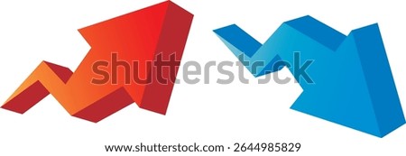 Three-dimensional up and down arrow icon set