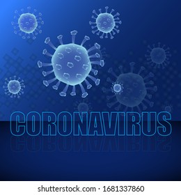 Three-dimensional drawing of Coronavirus, Moving virus in multi color background.