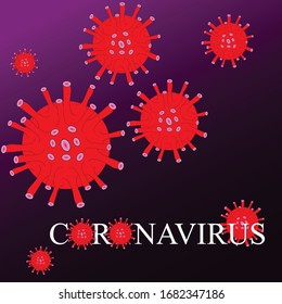 Three-dimensional drawing of Coronavirus, Moving virus in multi color background. Covid-19