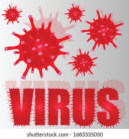Three-dimensional drawing of Coronavirus, Moving virus in multi color background. Covid-19