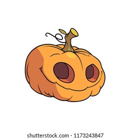 Three-dimensional drawing of a Halloween pumpkin on a white background
