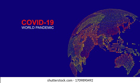 La tierra tridimensional compuesta de puntos de color simboliza la propagación del coronavirus en todo el mundo.