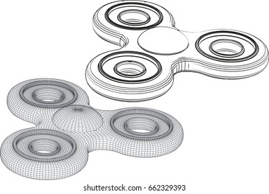 Three-dimensional element, made of bearings, isolated on white background