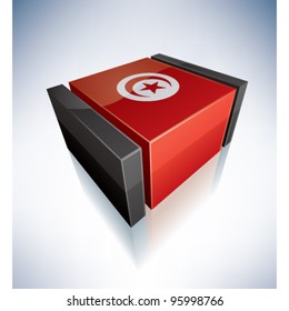 Three-dimensional Flag of Africa: Tunisian Republic