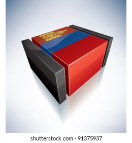 Three-dimensional Flag of Asia: Mongolia