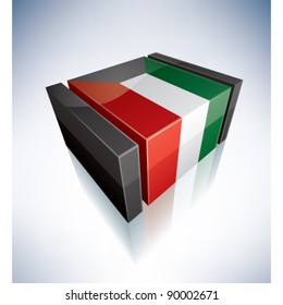 Three-dimensional Flag of Asia: State of Kuwait (part of the 3D Flags Icons Set) EPS v. 10