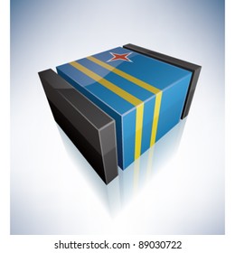 Three-dimensional Flag of Caribbean: Aruba