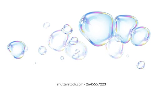 Three-Dimensional Floating Bubble PNG with Pastel Shimmer, Surreal Gradient Light, and Clean Transparent Background for Artistic Use.