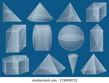 Three-dimensional geometric figure, school geometry. The cross-section solid.
Graphical educational presentation.
