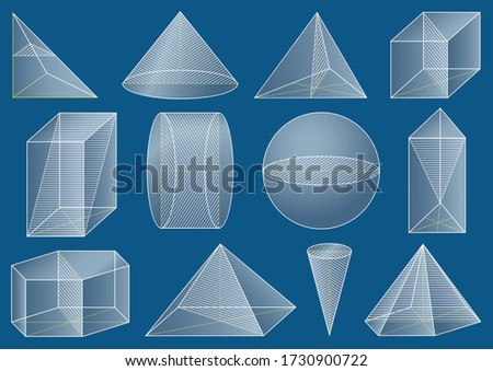 Three-dimensional geometric figure, school geometry. The cross-section solid.
Graphical educational presentation.
