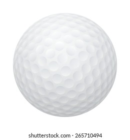 Three-dimensional golf ball isolated on white background. Vector EPS10 illustration. 