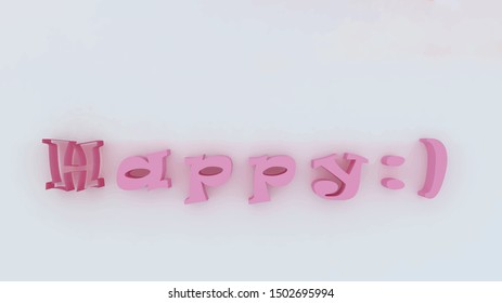 three-dimensional happy writing on a white background, vector