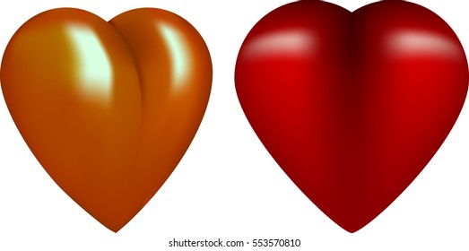 A three-dimensional heart. Vector.