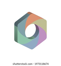 three-dimensional hexagon divided into six colored parts. Template for infographics. Color design
